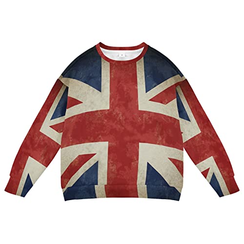 Linomo Sweat-shirt vintage pour enfants avec drapeau du Royaume-Uni Union Jack Angleterre à manches longues et col rond pour garçons et filles, multicolore, 5 ans Cover