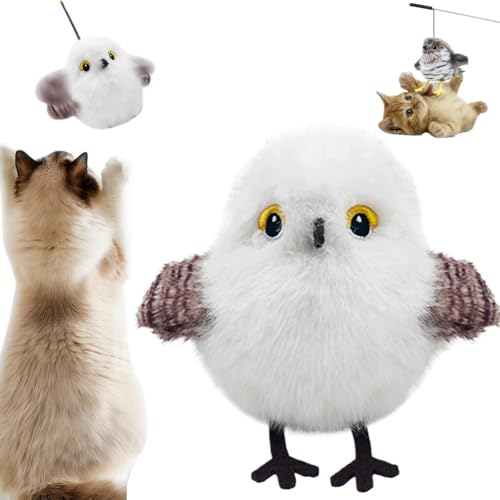 猫のおもちゃ 羽ばたく鳥 リアルな羽ばたく鳥 室内猫用猫おもちゃ 充電式タッチ起動子猫おもちゃ インタラクティブ猫運動おもちゃ モーション起動 3モードウィングフラップ (B)