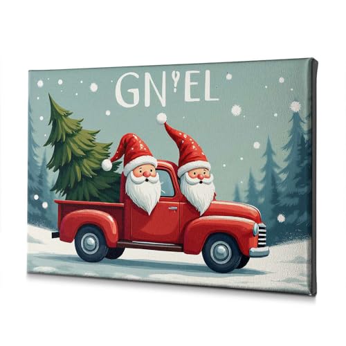Toile Père Noël style vintage, le cadeau festif idéal