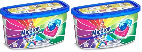 Micolor Detergente en Cápsulas Adiós al Separar (10 lavados), jabón para ropa de color en formato sostenible con poder quitamanchas que protege los colores (Paquete de 2)