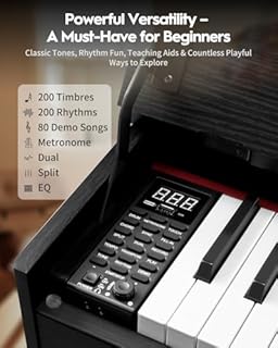 STRICH 88 Keys Digital Piano, Hammer-Action Fully Weighted Keyboard, Cover Designed Electric Piano Keyboard with Furniture Stand, Headphones, Three Pedal, Classic Black, SDP-500
