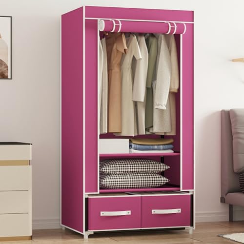 Armario de almacenamiento plegable con estructura ligera de lona rosa para ropa