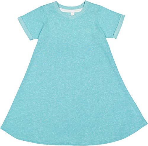 LAT Youth Girls' Harborside Mélange French Terry Twirl Dress, Caribbean Melange, Small