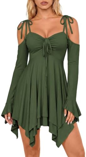 Scarlet Darkness Tie Shoulder Flare Sleeve Renaissance Witch Fair...