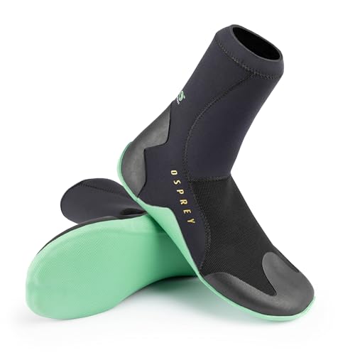 Osprey Botas de Neopreno para Adultos, 3 mm, para Hombres y Mujeres, con Puntera y talón Reforzados., Adulto, WS1028, Negro, UK Adult 7/EU 41