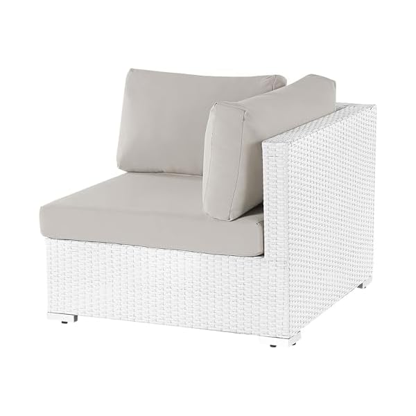 Beliani Gartenlounge Sano II PE-Rattan Weiß & Sandbeige