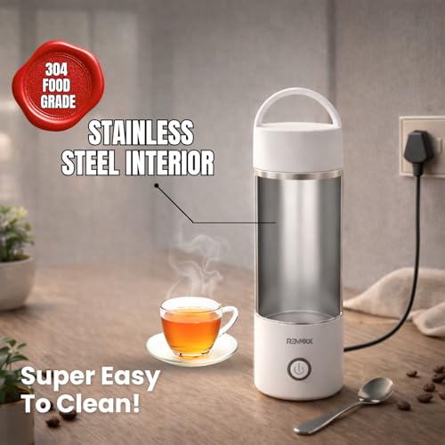 Image of Remaxx Thermo X 400 ml Electric Kettle | Food Grade Stainless Steel | Quick Boil | For Hot Water | Auto Shut-Off | Leak Proof | Cool Touch Exterior | Office, Travel & Home (Portable)