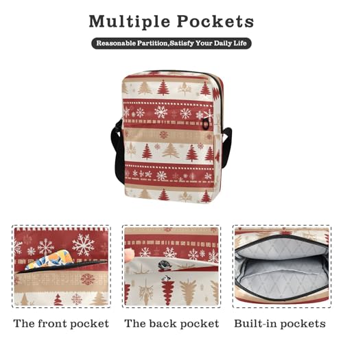 KLL Seamless Christmas Red Trees men's messenger bag Vegan Leather Small Crossbody Bags For Women Casual Ladies Shoulder Handbags2