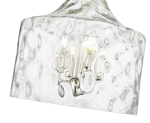 ML Lighting | Santorini Collection | 22604-PN | Indoor 4 Light Metal Pendant in Polished Nickel with Water Glass Shade | Kitchens, Dining Rooms, Living Rooms, Entryways, Hallways by ML Lighting - Used condition - US$101.56