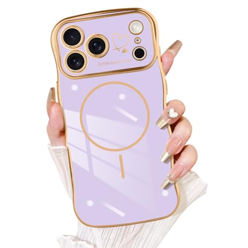 Coque phone7pro MagSafe à cadre ondulé cœur plaqué anti-choc Fiyart