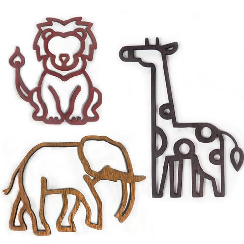 Image of Coppermoon Boutique Safari Animals - Set of 3 - Safari Nursery Accessories for Newborn Baby boy and Baby Girl, Nursery Decor or Nursery Furniture, Kids Bedroom Accessories