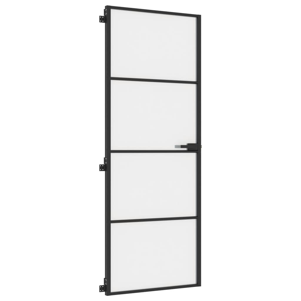 Drzwi wewnętrzne Slim Black 76x201.5 cm szkło hartowane i aluminium materiały budowlane drzwi domowe