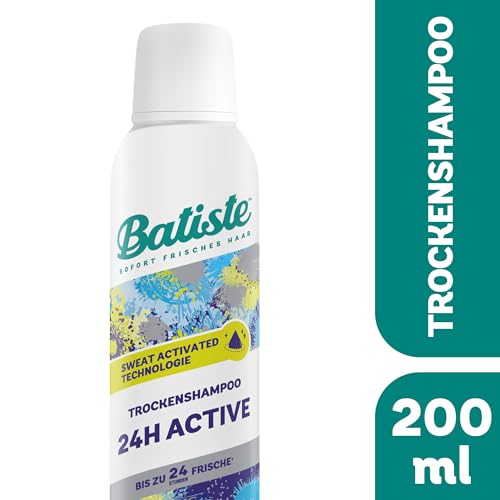 Batiste Trockenshampoo 24H Active 200ml, ohne Ausspülen, Haarpflege Spray mit belebendem Duft, Sweat Activated Technologie, vegan & unsichtbar, von Batiste Hair Care