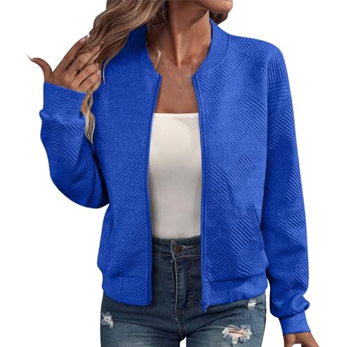 Cárdigan de verano mujer corto, chaqueta de manga larga con cremallera y bolsillos