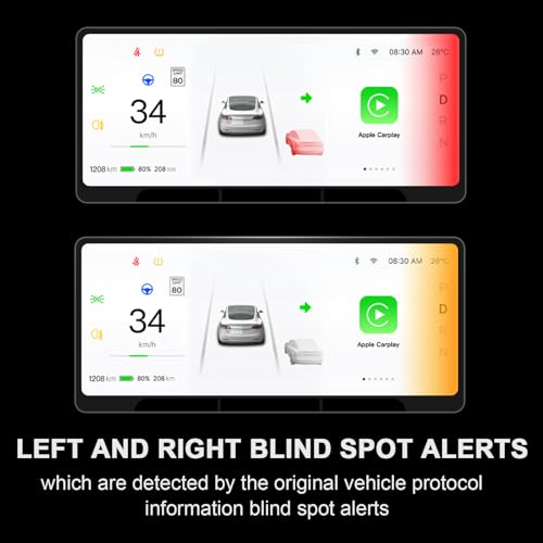 Image of Tlyard 8.9 inch Heads Up Display for Tesla Model Y 2020-2024 Model 3 2017-2023, 2.5D HD Thin CarPlay & Android Auto OTA Updates, No Block AC Vent Sync Autopilot Data with Front Camera