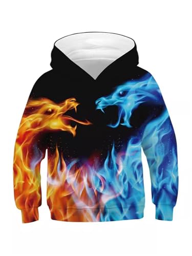 Men's Casual Cool Crew-neck Long-sleeved Hooded Sweatshirt 3D Pullover Hoodie