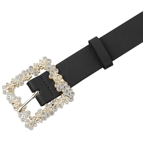Women's Rhinestone Buckle Belts, Decorative Elegant Faux Leather Waistband Belt for Jeans Pants Dresses2