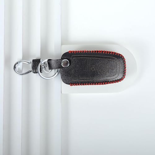Image of Leather Car Key Cover for Ford Figo | Aspire | Ecosport | Endeavour | Freestyle Smart (Black)