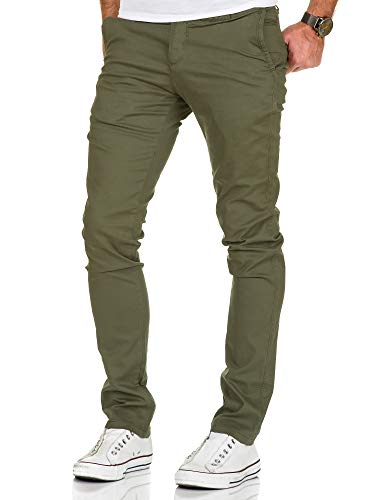 Amaci&Sons Herren Slim Fit Stretch Chino Hose Jeans 7010-09 Olive W31/L32