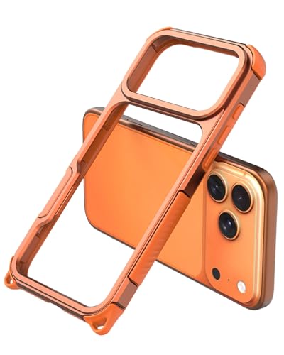 Coque Bumper Métal iPhone 17 Pro Max en aluminium premium style minimaliste châssis Orange
