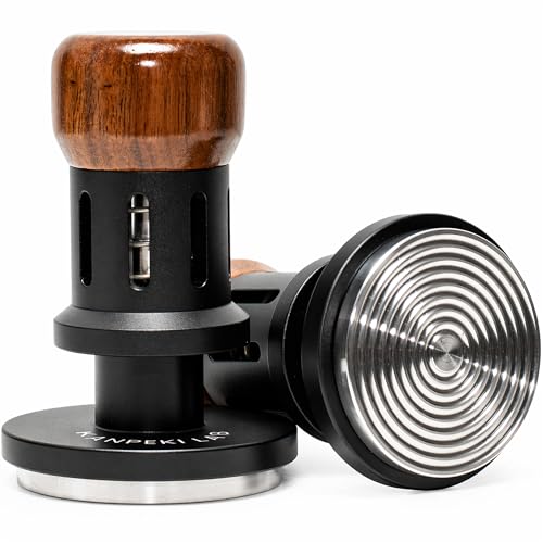 54mm Espresso Tamper for Breville/Sage Spring Loaded Self Leveling Coffee Tamper with Audible Click, 53.3mm Stainless Steel Base & Walnut Handle