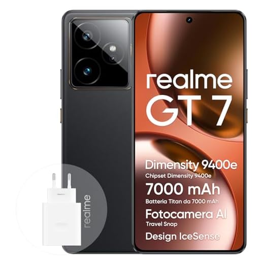 realme GT 7 Smartphone 5G 12+256 GB, chipset di punta Dimensity 9400e, batteria Titan da 7000 mAh, display da 6000 nit, fotocamera IMX906 OIS da 50 MP, AI Planner, IP69, IceSense Nero