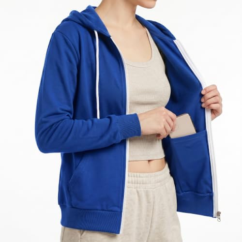 Image of GIVON Womens Casual Zip Up Hoodie Cotton Blend Soft Fabric Basic Layering Hooded Jacket with Kangaroo Pocket