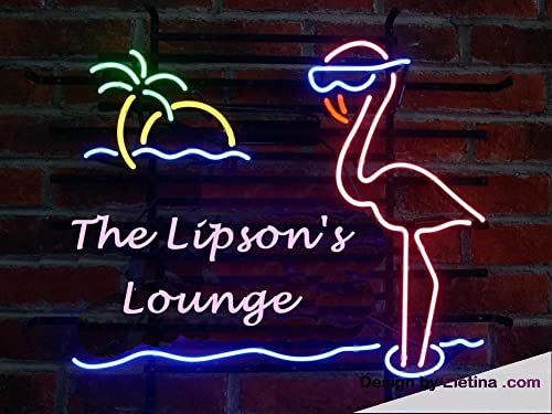 Real Led Neon Light Sign Custom The Flamingo Bar Tube Handmade Led For Man Cave Wall Decor PVC 14"x17"