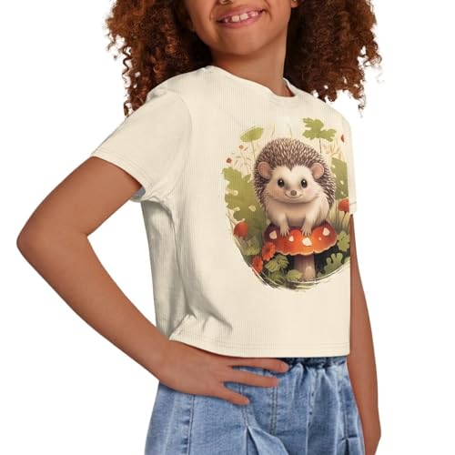 Image of Kids Crop Top Short Sleeve T-Shirts for Girls Size 5-14