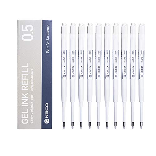 Kaco G2 Gel Ink Refills for Retractable Gel Pens, Fine Point(0.5mm), Pack of 10 (Dark blue)