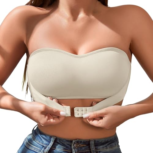Generisch Sujetador inalámbrico de una sola capa con cierre frontal para mujer (1 unidad), beige, S
