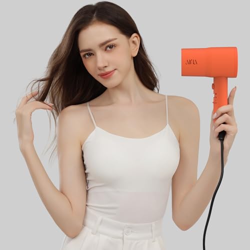 Image of AINA Diffuser Hair Dryer Full-Featured Blow Dryer 110V /1600W(Lava Orange) | 3 Heat /2 Speed;Cold shut button;Lightweight;Compact Size;High Temp;Low Airflow;Same Results;Less Expense