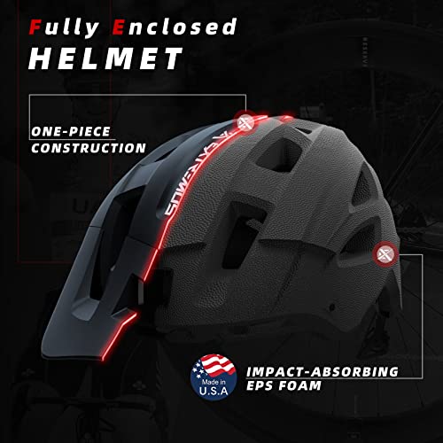 Extremus Aerolander Mountain Bike Helmet, Certified Bike Helmets For Adults Men Women, One-Piece Construction Road Cycling Helmet, Mtb Lightweight Bicycle Helmet With Visor & Safety Rear Light #TOP3