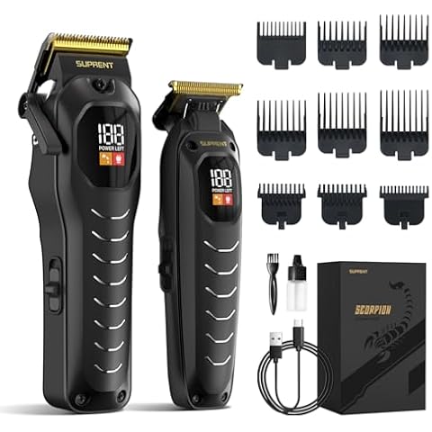 Professional Cordless Hair Clippers for Men- Hair Cutting Kit for Barbers & Family, Wireless Beard Hair Trimmers Set with LED Display, Rechargeable Hair Cutting Machine for Family (Black) Cover
