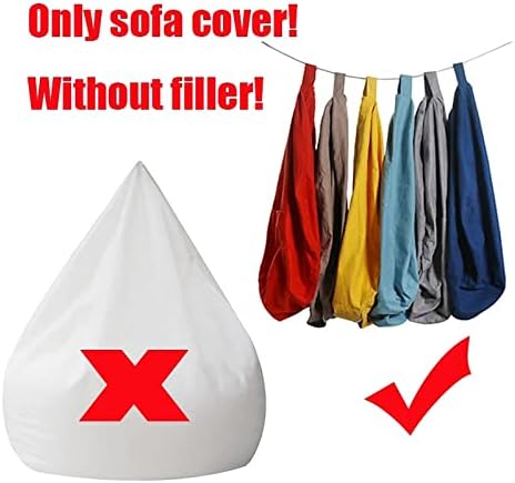 Miniatura 6 de Funda de sofá Puff Gigante Sillas sin relleno de tela de lino, puf puff puf puf puff salón Puff (39.4 x 47.2 in, gris oscuro-funda de sofá)