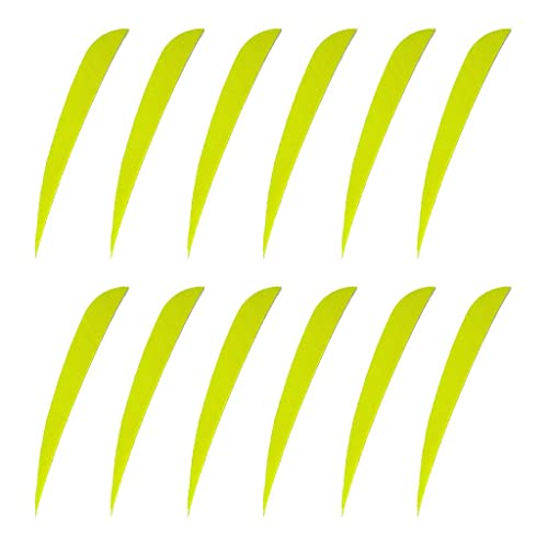 12x 3インチ アーチェリーの矢 七面鳥の羽 矢羽根 羽根 フルオレ イエロー フロレスイエロー