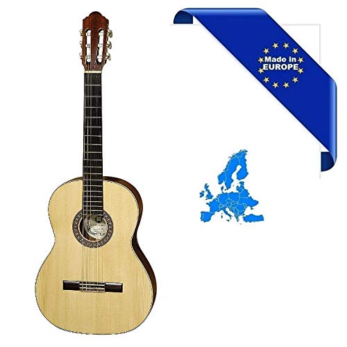 Guitare classique 4/4 SM30 fabriquée en Europe Top sapin rouge massif fond bande acajou rosette incrustée manche acier clavier palissandre 650 mm