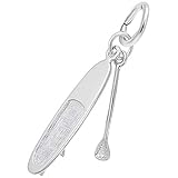 Rembrandt Charms Sterling Silver 3-D Sup Paddle Board and Paddle Charm (22 x 5 mm)