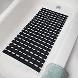 Sultan's Linens Non Slip Bath Mat Slat Tub Mat Shower Mat with Drainage Holes Suction Cups (Black)