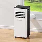 ALFORDSON 4-in-1 Portable Air Conditioner with Smart Control, Remote, Cooling, Fan, Dehumidifier, Sleep Mode, Professional Compressor & 360° Castor, Mobile AC Unit for 20m², 7000 BTU, White Black