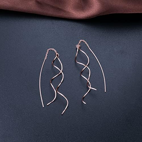 SLUYNZ 925 Sterling Silver Drop Dangle Earrings Tassel for Women Girls Elegant Helix Threader Wave Earrings