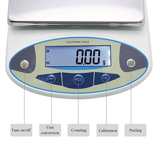Bilancia analitica Digitale di Alta precisione con Display LCD, Ideale per Laboratorio scientifico, compatta e precisa, per misurazioni e Test (15 kg/0,1 g).