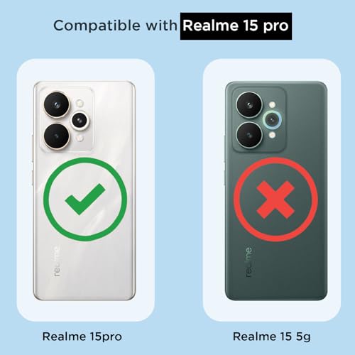 Image of Pikkme Back Cover for Realme 15 Pro 5G Mag-Safe Shockproof PC + TPU Protective Case Magnetic Support Bumper Case (Transparent Mag-Safe)