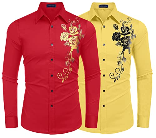 Image of Zombom Men's Regular Fit Cotton Blend Printed Full Sleeve Casual Shirts