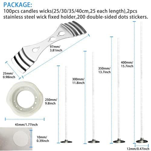 Kit per realizzare candele, 100 stoppini per