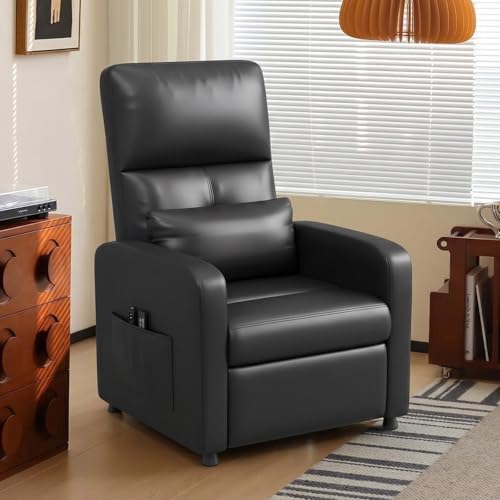GarveeLife Fauteuil relax électrique avec massage et chauffage – Dossier haut ergonomique, accoudoirs larges, repose-pieds prolongé – Cuir PU, ports USB...