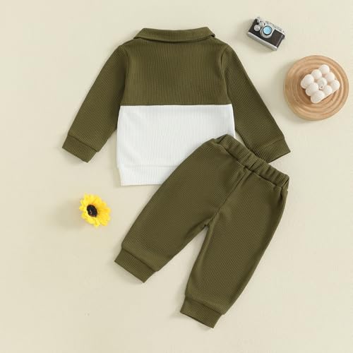 Image of VISGOGO Baby Boy Clothes Toddler Fall Winter Outfit Sweater Toddler Boy Striped Clothes 6 12 18 Months 2 3T 4T Pant Set