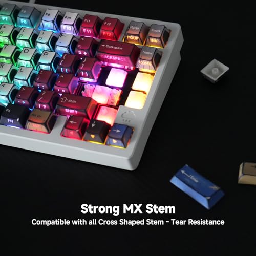 Image of 137 Versatile PBT Keycaps, No Tearing, Never Fade & Non-Slip, Vibrant RGB Backlit Keycaps for Mechanical Keyboard (Typing, Gaming, Anime Passion) Ergonomic (Doubleshot MX, Fit All Layout)