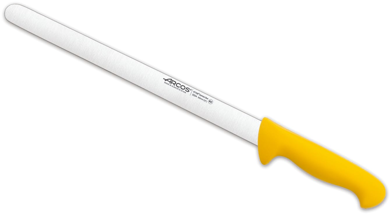 Arcos Coltello da Taglio/Jamonero con Lama in Acciaio Inossidabile 300 mm – Manico Ergonomico in Polipropilene, Serie 2900 – Colore Giallo