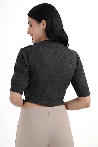 Image of Women Winter Wear V-Neck Half Sleeves Regular Fit Woollen Blouse